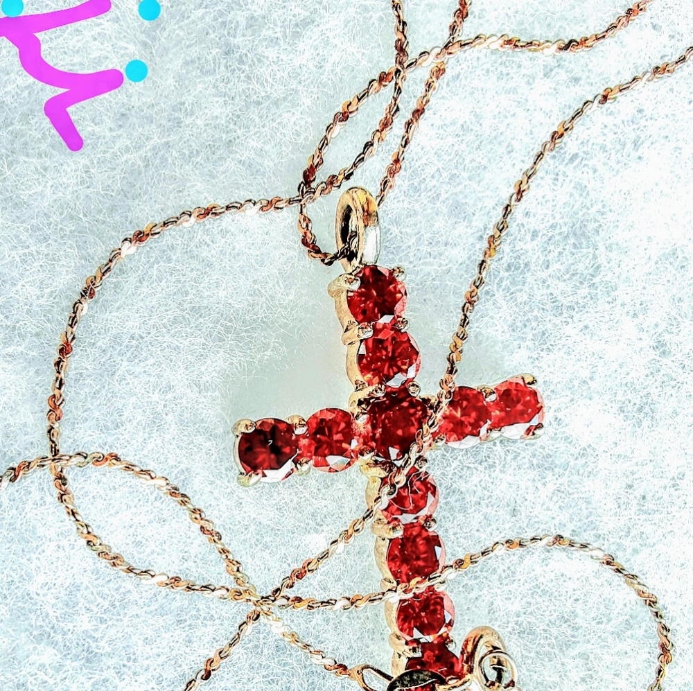 Gemstone & Silver Cross Pendant